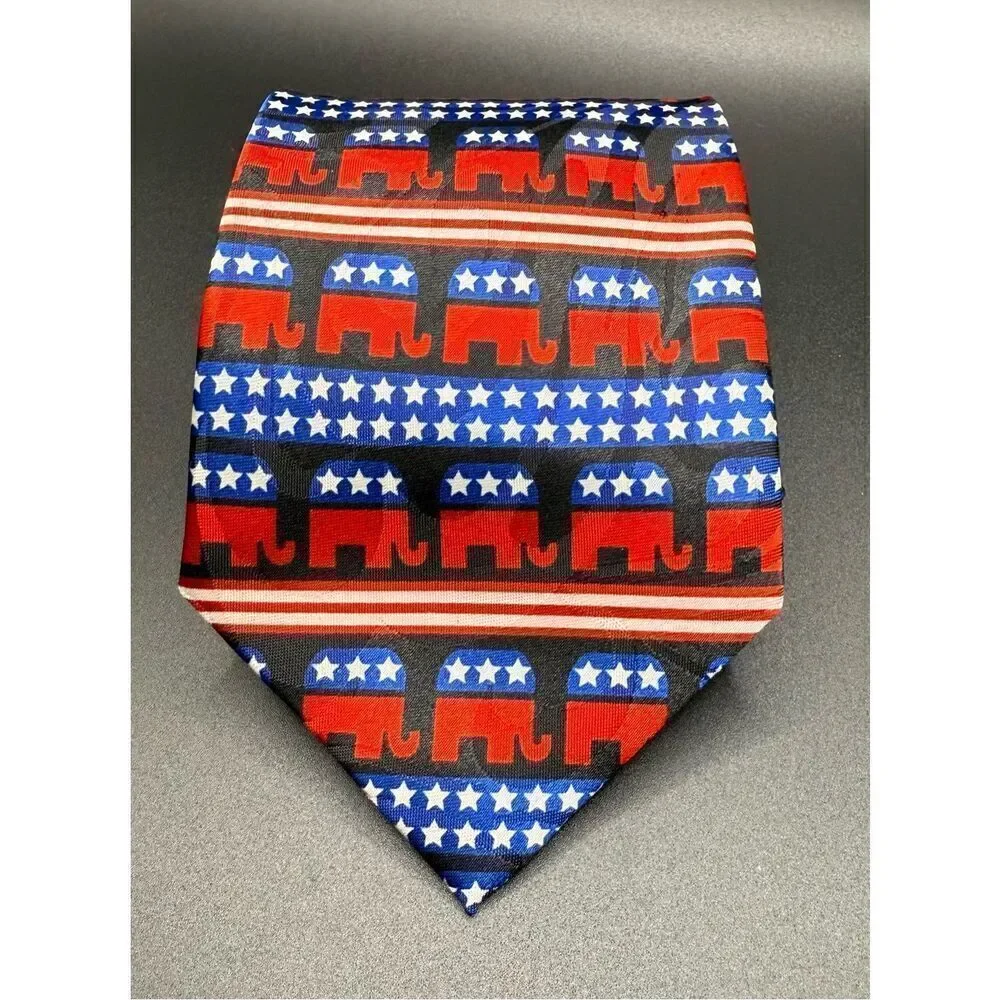 Steven Harris Republican Party Novelty Tie Elephant Red/White/Blue